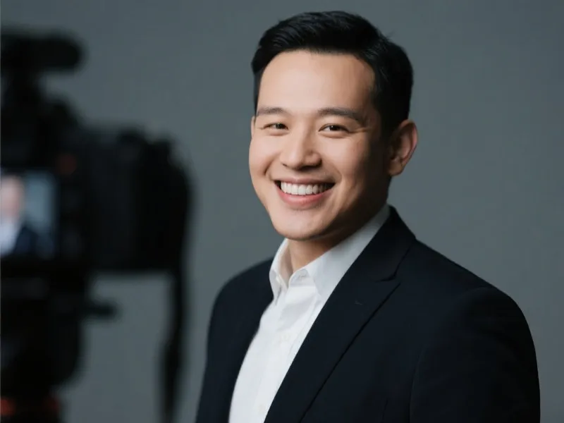 专业的真人娱乐主持正在微笑